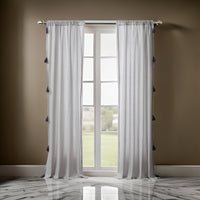 Xumi 4 Piece Window Curtain, 2 Panels with Tie Backs, Modern Gray Finish - BM313296