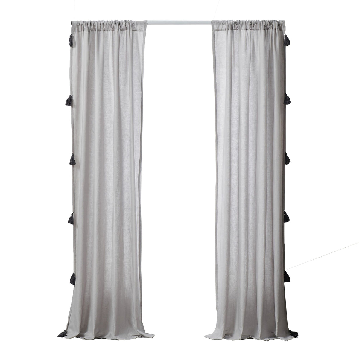 Xumi 4 Piece Window Curtain, 2 Panels with Tie Backs, Modern Gray Finish - BM313296