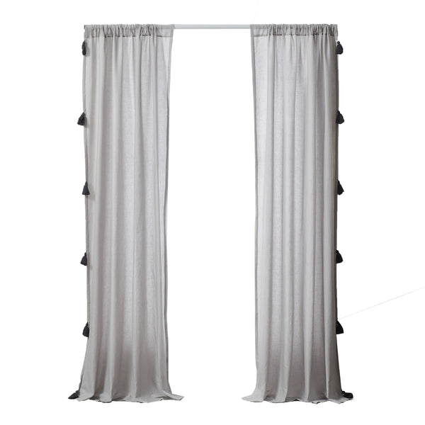 Xumi 4 Piece Window Curtain, 2 Panels with Tie Backs, Modern Gray Finish - BM313296