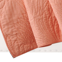 Xumi 50 x 60 Inch Quilted Throw Blanket, Frond Quilting, Coral Pink Cotton - BM313297