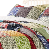 Lily 3 Piece Queen Quilt Set with 2 Pillow Shams, Multicolor Patchwork - BM313301