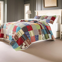 Lily 3 Piece Queen Quilt Set with 2 Pillow Shams, Multicolor Patchwork - BM313301