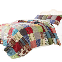 Lily 2 Piece Twin Quilt Set with Pillow Sham, Multicolor Patchwork - BM313301