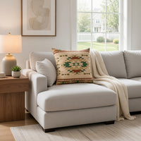 Kip 18 Inch Throw Pillow, Geometric Southwest Motifs, Natural Brown Finish - BM313304
