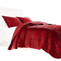 Ahab 2 Piece Twin Quilt Set with 1 Pillow Sham, Dutch Velvet Face, Red - BM313306