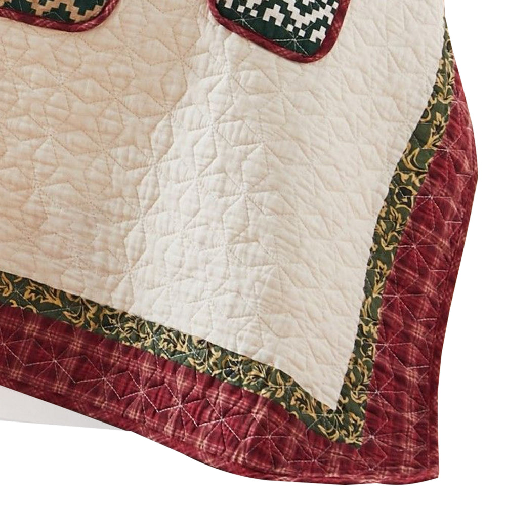 50 x 60 Inch Cotton Quilted Throw Blanket, Christmas Sweater Print, Red - BM313308