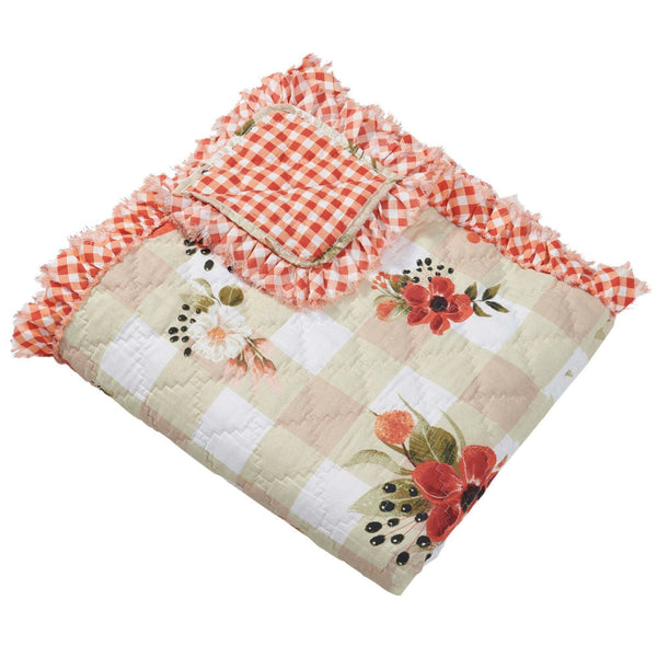 Lire 50 x 60 Inch Quilted Throw Blanket with Fill, Windflower Print, Red - BM313309