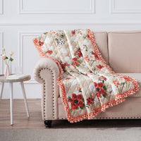 Lire 50 x 60 Inch Quilted Throw Blanket with Fill, Windflower Print, Red - BM313309