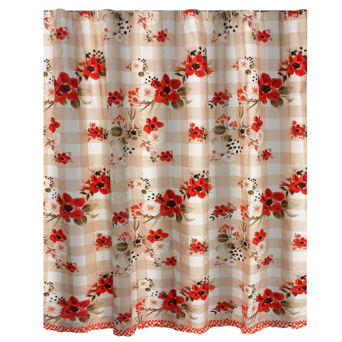 Lire 72 x 72 Inch Shower Curtain, Ruffled Rows, Floral Print, Multicolor - BM313310