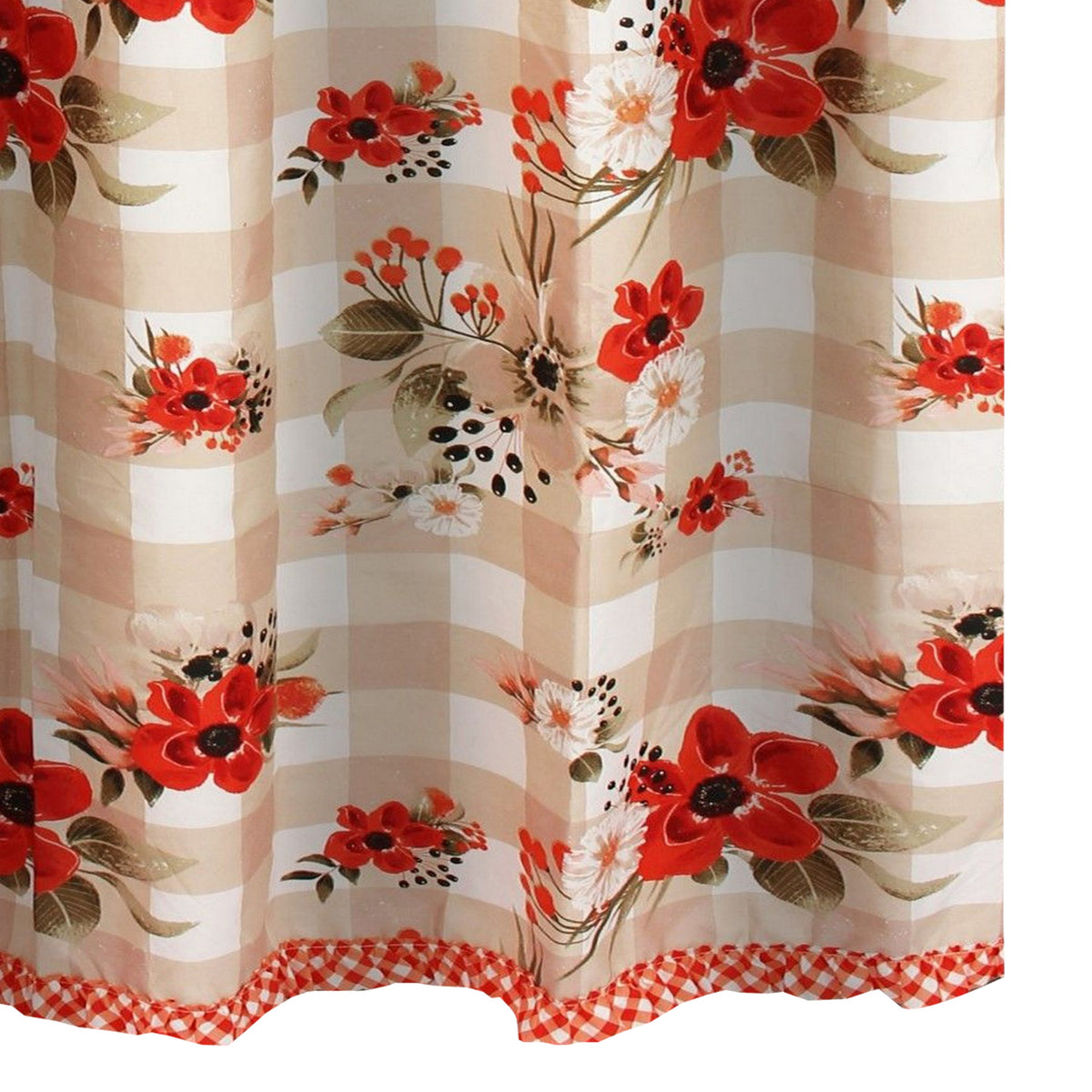 Lire 72 x 72 Inch Shower Curtain, Ruffled Rows, Floral Print, Multicolor - BM313310