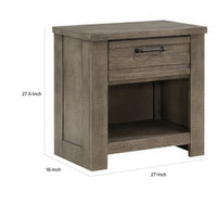 Niti 28 Inch Nightstand, 1 Drawer with Handle, Open Storage Cubby, Gray - BM313322