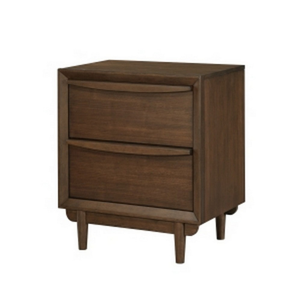 Soly 27 Inch Nightstand, 2 Drawers, USB Port, Lip Pull Handles, Brown - BM313326