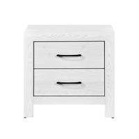 Eby 24 Inch Nightstand, 2 Drawers with Black Nickel Handles, White Finish - BM313329