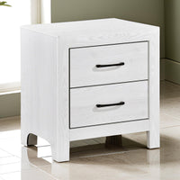 Eby 24 Inch Nightstand, 2 Drawers with Black Nickel Handles, White Finish - BM313329