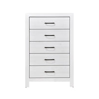 Eby 48 Inch Tall Dresser Chest, 5 Drawers with Black Nickel Handles, White - BM313331