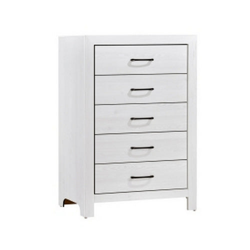 48 inch dresser Benzara Eby 48 Inch Tall Dresser Chest, 5 Drawers with Black Nickel Handles, White