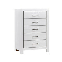 Eby 48 Inch Tall Dresser Chest, 5 Drawers with Black Nickel Handles, White - BM313331