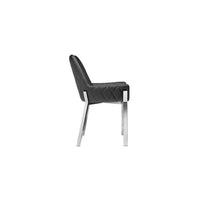 Fuma 23 Inch Set of 2 Dining Chairs, Foam Fill, Black Faux Leather, Silver - BM313351