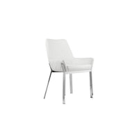 Fuma 23 Inch Set of 2 Dining Chairs, Foam Fill, White Faux Leather, Silver - BM313352