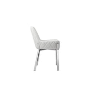 Fuma 23 Inch Set of 2 Dining Chairs, Foam Fill, White Faux Leather, Silver - BM313352