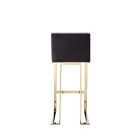 Boly 30 Inch Barstool Chair, Cushioned Gray Velvet, Gold Cantilever Base
 - BM313375