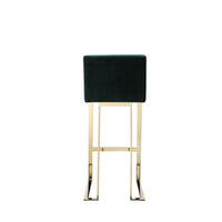 Boly 30 Inch Barstool Chair, Cushioned Green Velvet, Gold Cantilever Base
 - BM313376