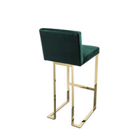 Boly 30 Inch Barstool Chair, Cushioned Green Velvet, Gold Cantilever Base
 - BM313376