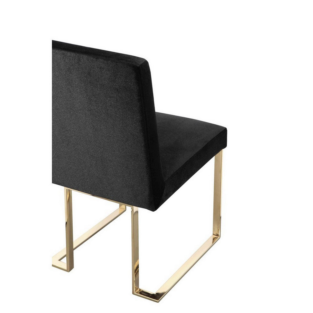 Boly 24 Inch Side Dining Chair Set of 2, Black Velvet, Gold Cantilever - BM313381