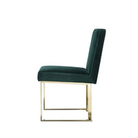 Boly 24 Inch Side Dining Chair Set of 2, Green Velvet, Gold Cantilever - BM313384