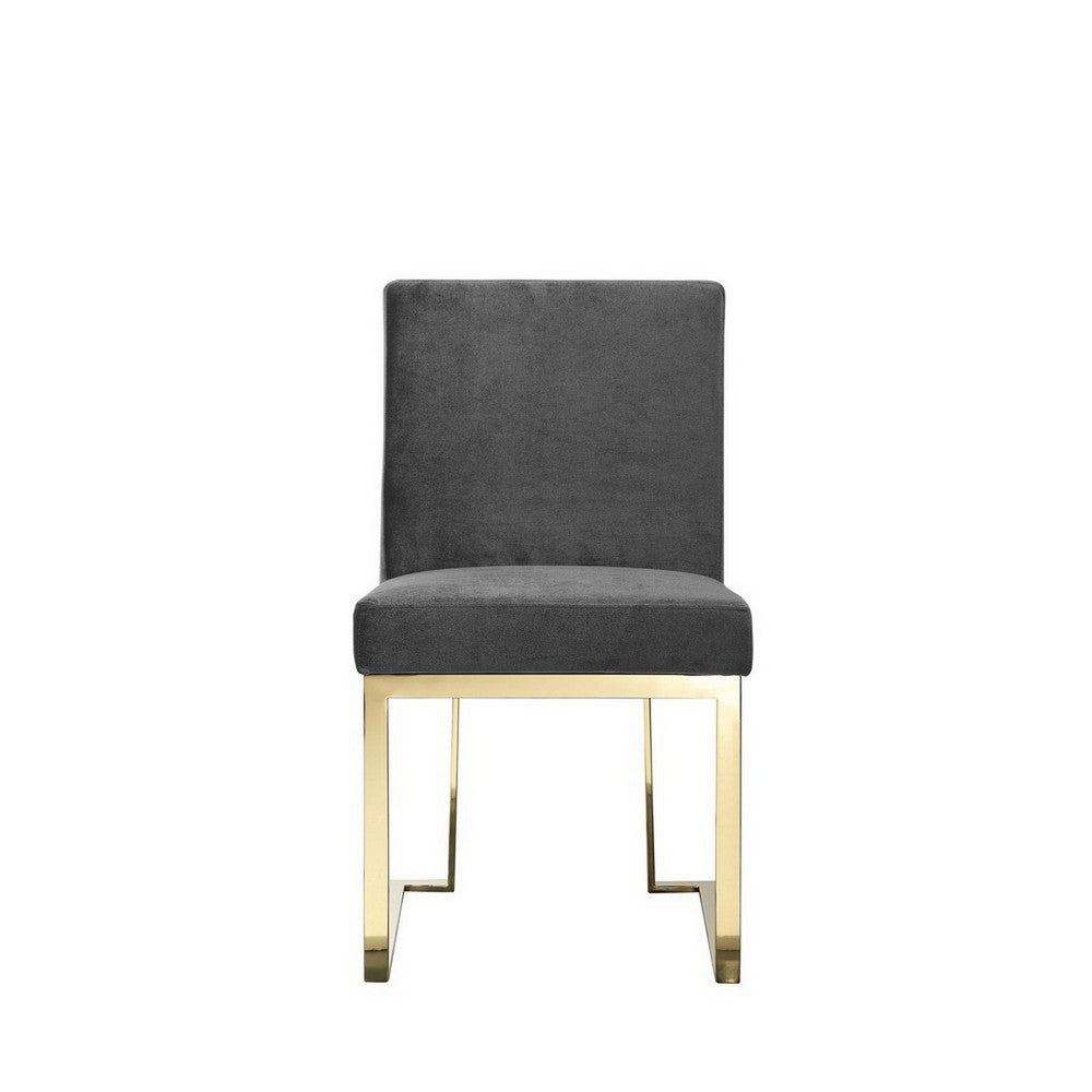 Boly 24 Inch Side Dining Chair Set of 2, Gray Velvet, Gold Cantilever - BM313385