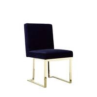 Boly 24 Inch Side Dining Chair Set of 2, Navy Blue Velvet, Gold Cantilever - BM313387