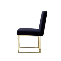 Boly 24 Inch Side Dining Chair Set of 2, Navy Blue Velvet, Gold Cantilever - BM313387