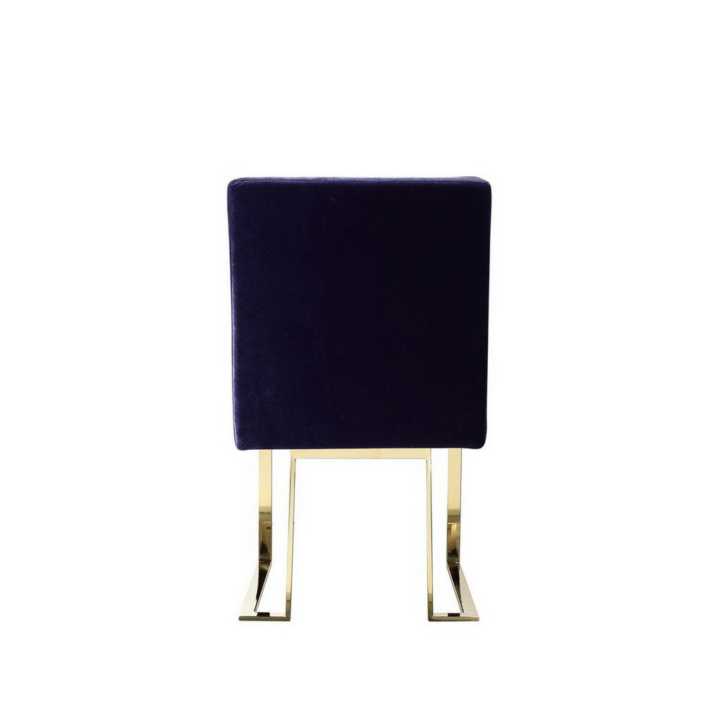 Boly 24 Inch Side Dining Chair Set of 2, Navy Blue Velvet, Gold Cantilever - BM313387