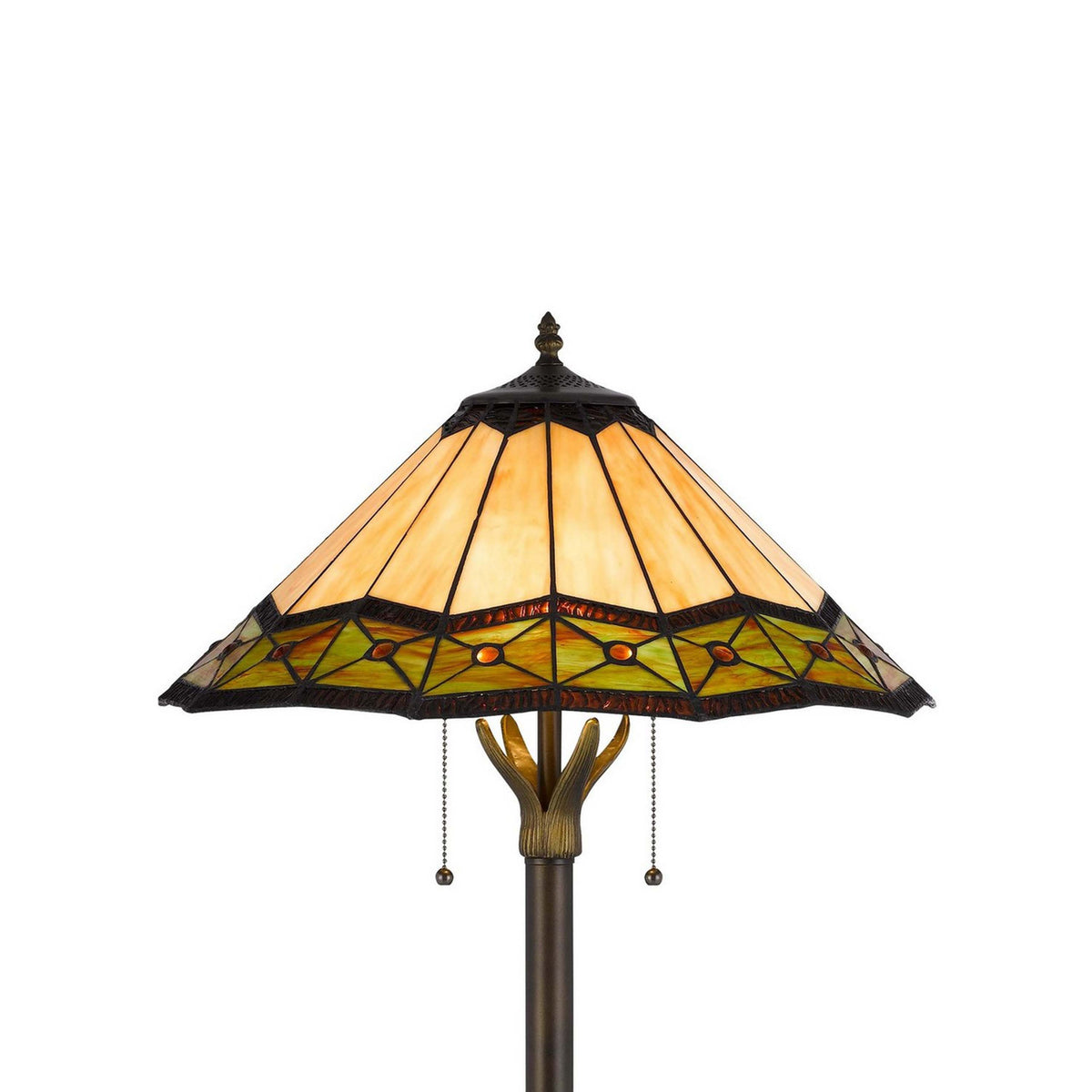 Dio 62 Inch Floor Lamp, Colorful Tiffany Style Stained Glass, Bronze Resin - BM313389