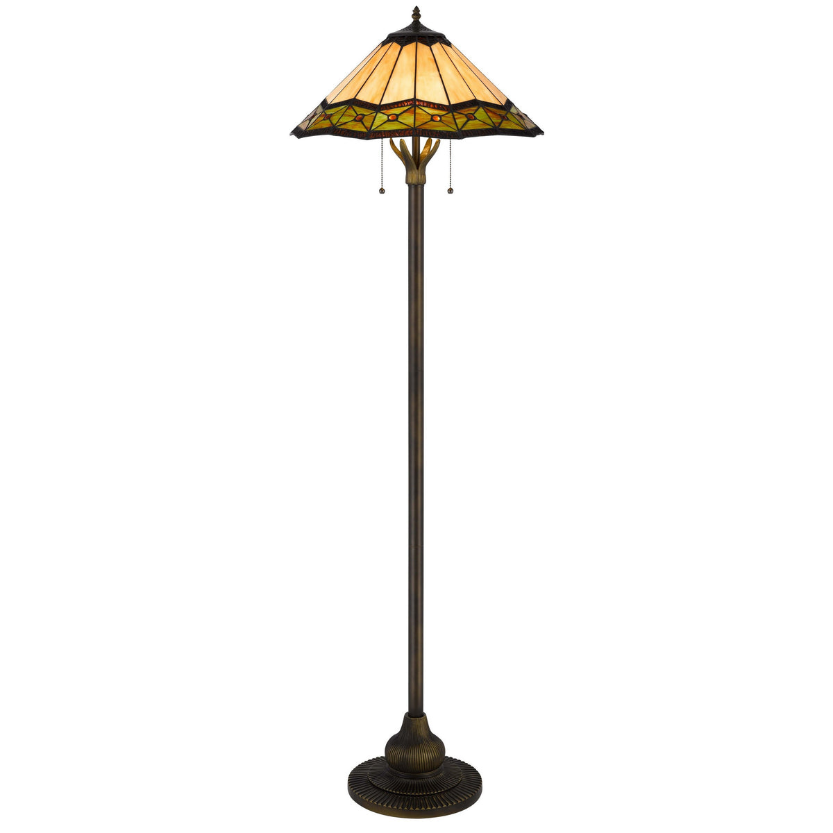 Dio 62 Inch Floor Lamp, Colorful Tiffany Style Stained Glass, Bronze Resin - BM313389