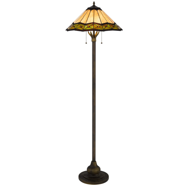 Dio 62 Inch Floor Lamp, Colorful Tiffany Style Stained Glass, Bronze Resin - BM313389