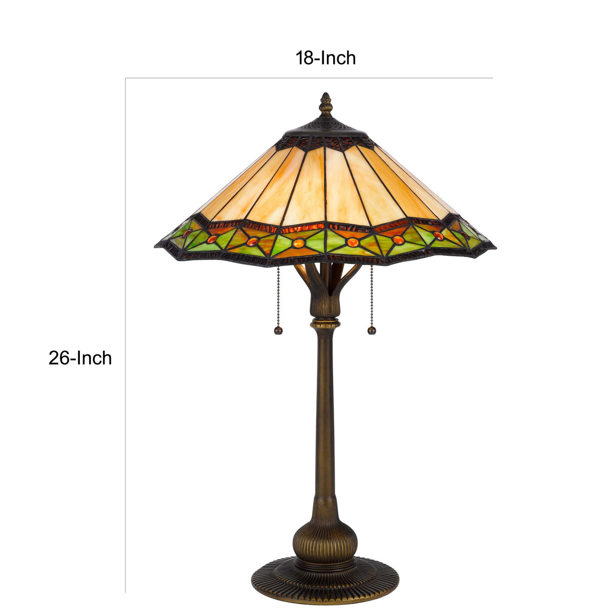 Dio 62 Inch Table Lamp, Colorful Tiffany Style Stained Glass, Bronze Resin - BM313390