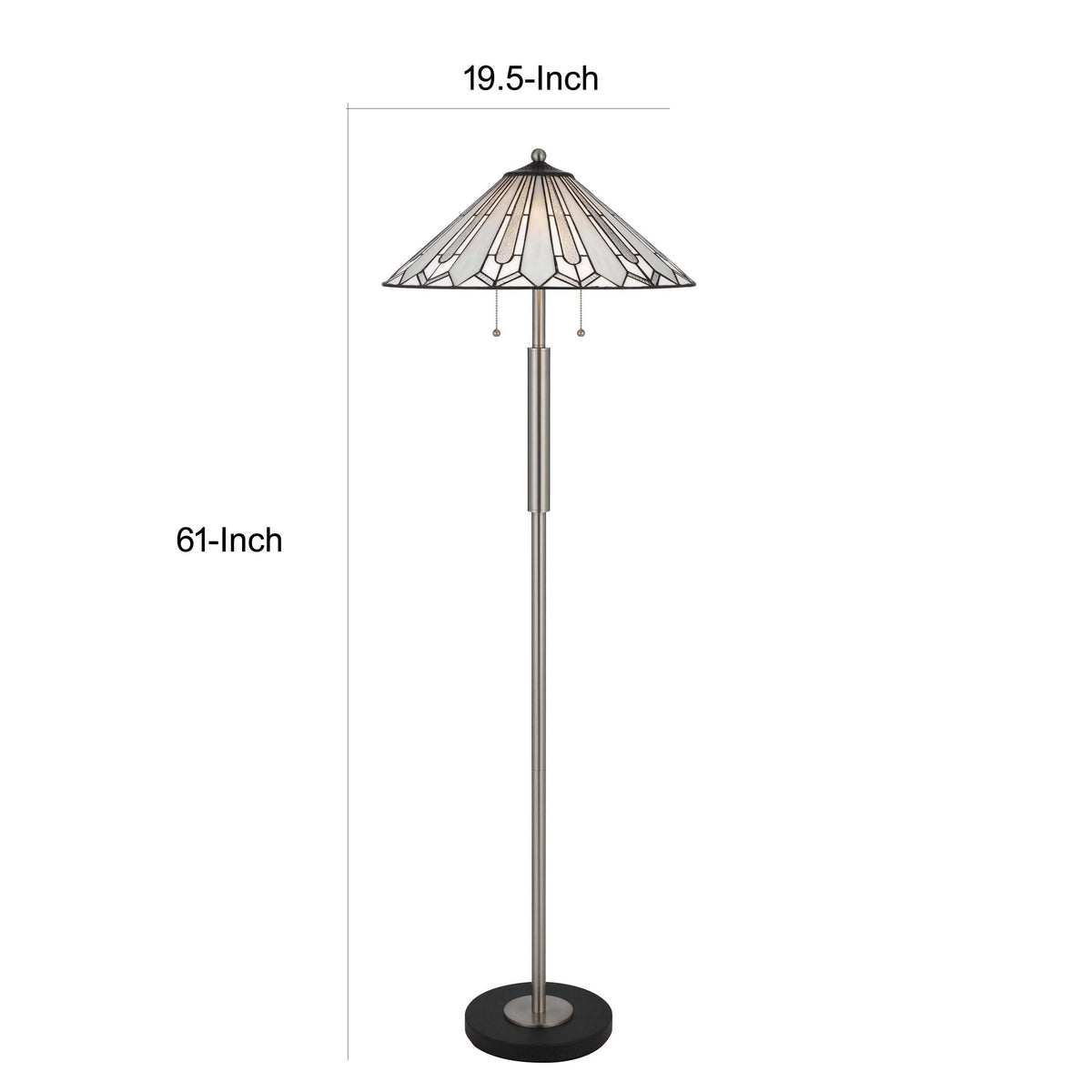 Kio 61 Inch Floor Lamp, Modern Tiffany Style Stained Glass, Silver Metal - BM313391