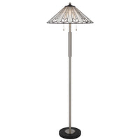 Kio 61 Inch Floor Lamp, Modern Tiffany Style Stained Glass, Silver Metal - BM313391