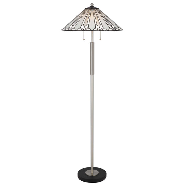 Kio 61 Inch Floor Lamp, Modern Tiffany Style Stained Glass, Silver Metal - BM313391