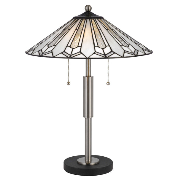 Kio 23 Inch Table Lamp, Modern Tiffany Style Stained Glass, Silver Metal - BM313392