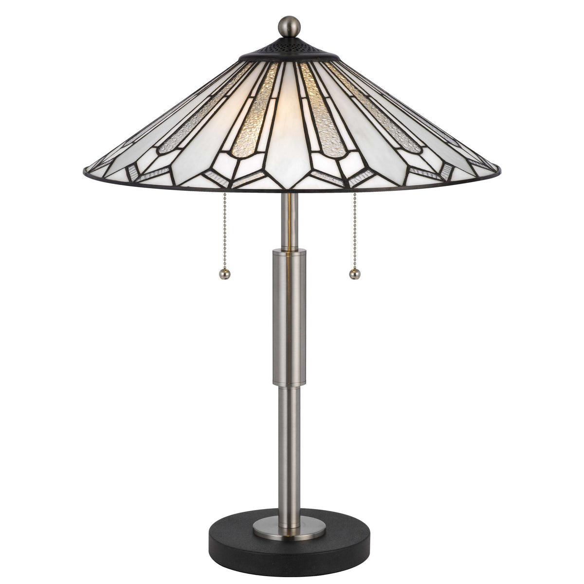 Kio 23 Inch Table Lamp, Modern Tiffany Style Stained Glass, Silver Metal - BM313392