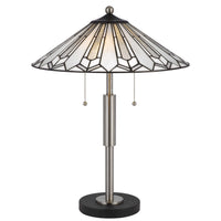 Kio 23 Inch Table Lamp, Modern Tiffany Style Stained Glass, Silver Metal - BM313392