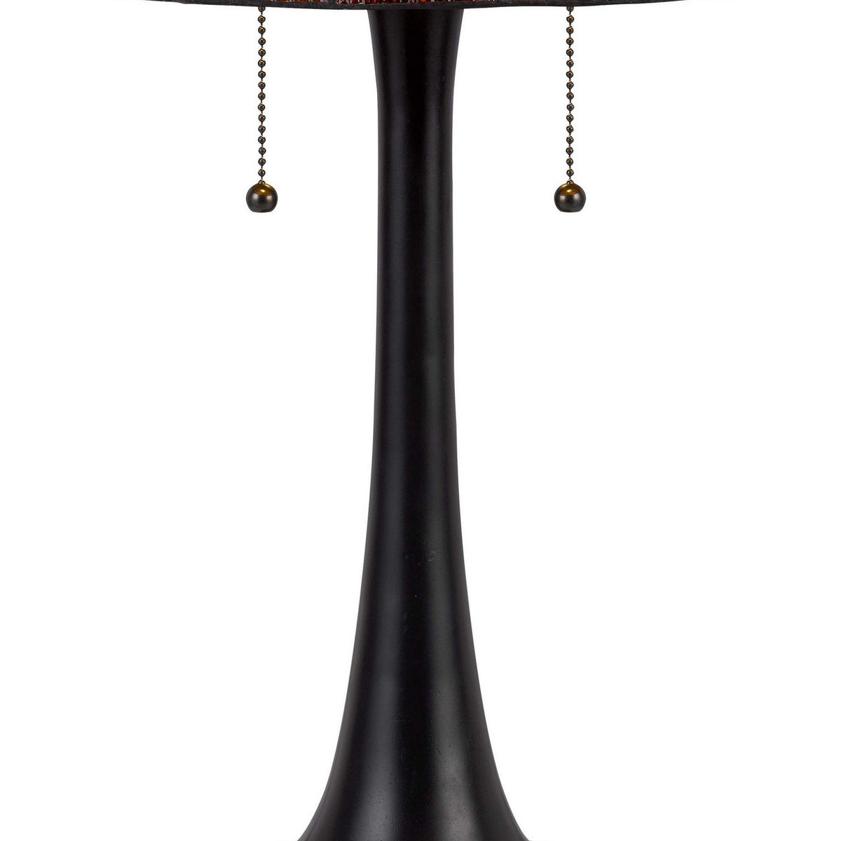 24 Inch Table Lamp, Tiffany Style Stained Glass, Pull Chain, Black Resin - BM313393