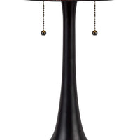 24 Inch Table Lamp, Tiffany Style Stained Glass, Pull Chain, Black Resin - BM313393