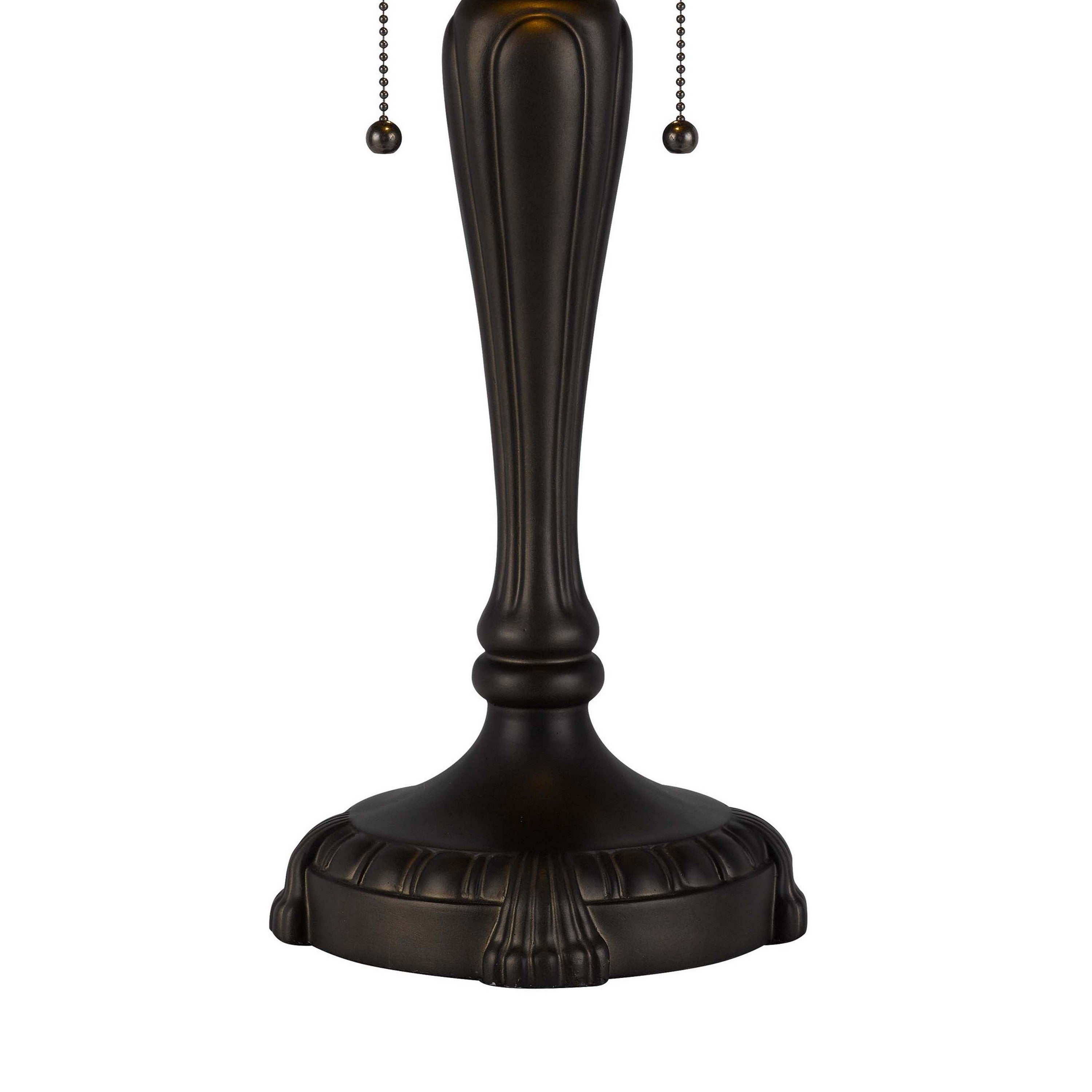 Benzara 24 Inch Table Lamp, Floral Tiffany Style Stained Glass