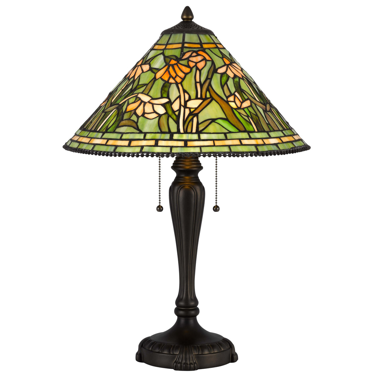 24 Inch Table Lamp, Floral Tiffany Style Stained Glass, Bronze Resin - BM313394