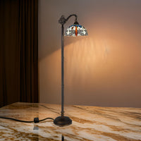 62 Inch Floor Lamp, Down Arc Shade Tiffany Style Stained Glass, Bronze - BM313395