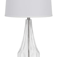 34 Inch Table Lamp Set of 2, White Drum Shade, Glass, Round Metal Base - BM313397