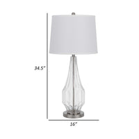 34 Inch Table Lamp Set of 2, White Drum Shade, Glass, Round Metal Base - BM313397